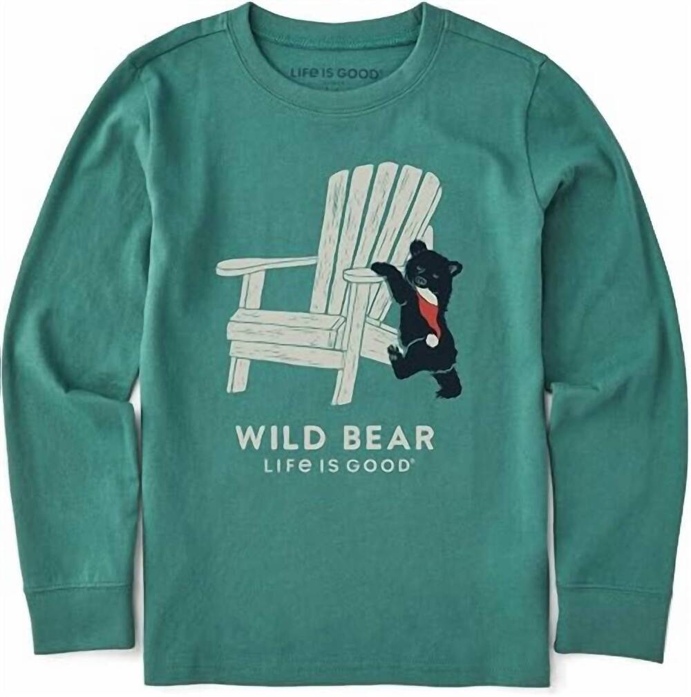 NEW LIFE IS GOOD kid's holiday adirondack crusher tee in spruce green